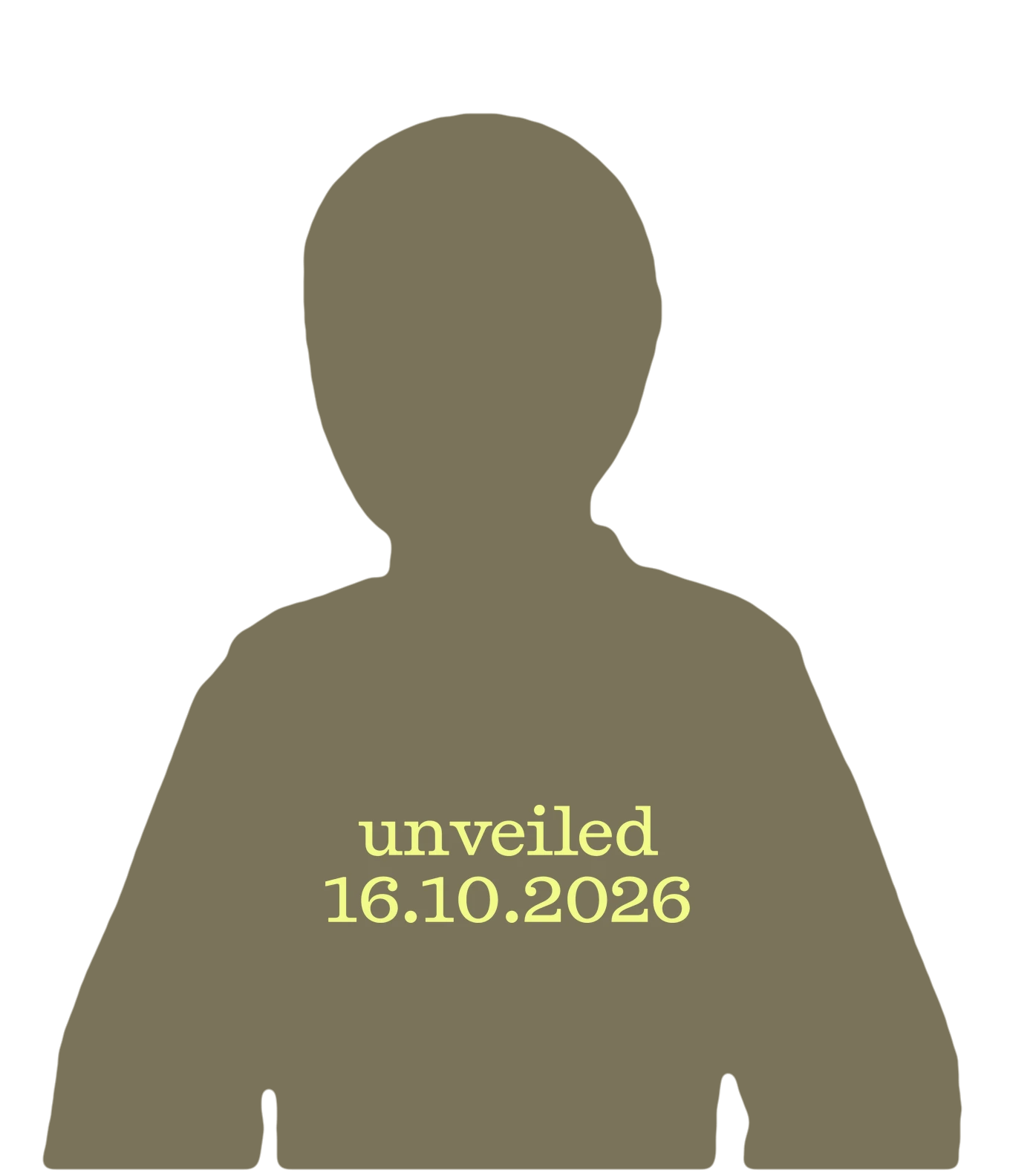 Silhouette von Plim, Vorderansicht. Enthüllung am 16.10.2026.